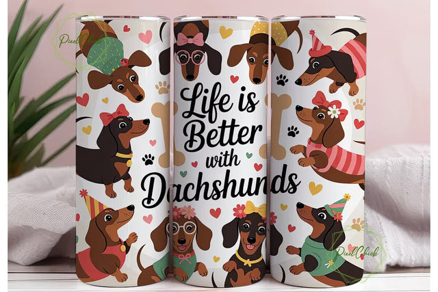 Dachshund Life 20oz Tumbler Wrap Sublimation PixelChick 