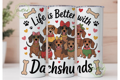 Dachshund Life 20oz Tumbler Wrap Sublimation PixelChick 