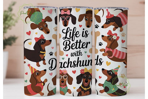 Dachshund Life 20oz Tumbler Wrap Sublimation PixelChick 