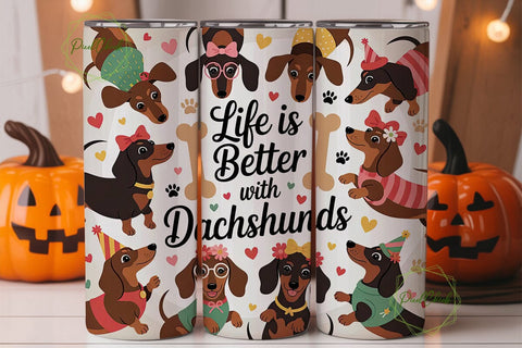 Dachshund Life 20oz Tumbler Wrap Sublimation PixelChick 
