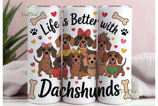 Dachshund Life 20oz Tumbler Wrap Sublimation PixelChick 