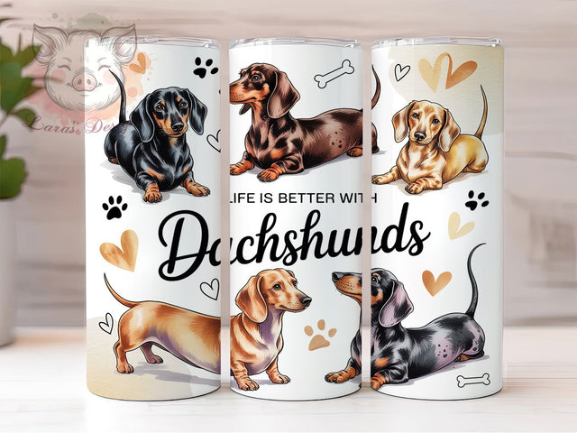 Dachshund Life Dog Lover 20oz Tumbler, Better With Dachshunds, Dog Lover, Pet Theme, Cute Dachshund, 20oz Tumbler Wrap, Sublimation PNG Sublimation Lara' s Designs 