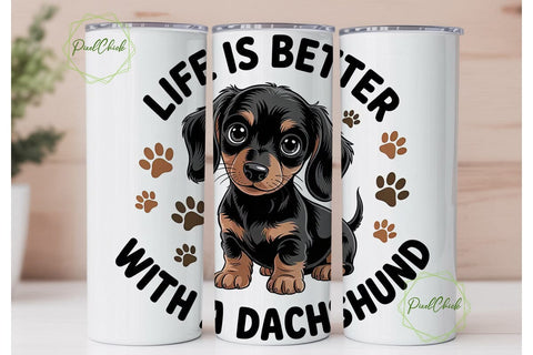 Dachshund Life Tumbler Wrap Sublimation PixelChick 