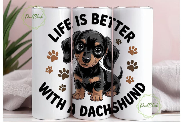 Dachshund Life Tumbler Wrap Sublimation PixelChick 