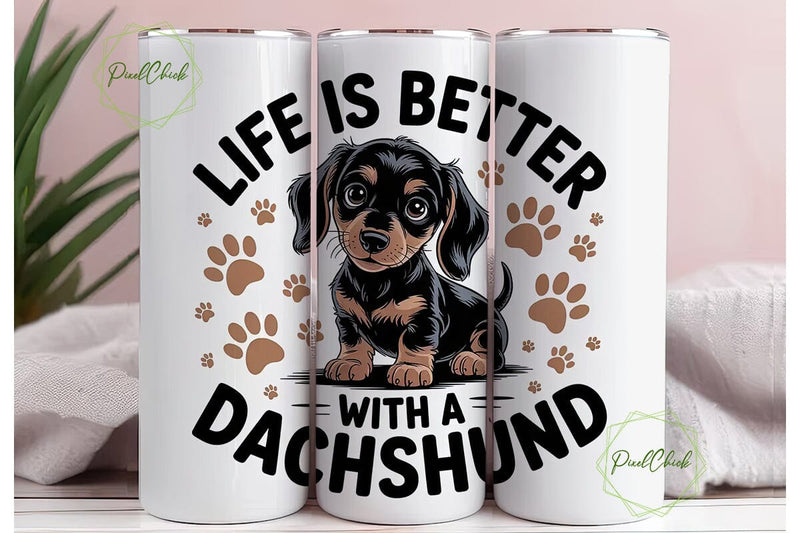 Dachshund Life Tumbler Wrap Sublimation PixelChick 