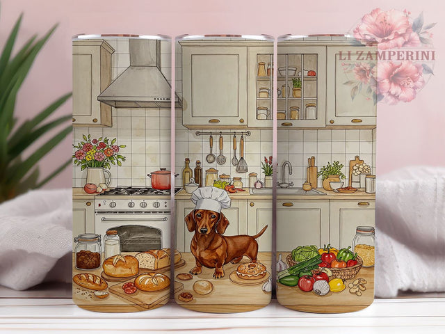 Dachshund Lover 20oz Tumbler Wrap, Dog Lover Cup, 20oz Sublimation, Kitchen Decor Drinkware, Pet Owner Gift, Cute Dog Art, Animal Print Tumbler Sublimation Li Zamperini 