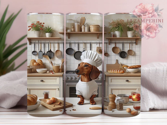 Dachshund Lover 20oz Tumbler Wrap, Dog Lover Cup, 20oz Sublimation, Kitchen Decor Drinkware, Pet Owner Gift, Cute Dog Art, Animal Print Tumbler Sublimation Li Zamperini 