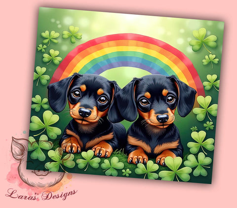 Dachshund St. Patrick's 20oz Tumbler, St. Patrick's Day Gifts, Dachshund Tumbler, Sublimation Wrap, Cute Dachshund Design, Dog Lover Gift, 20oz Tumbler, Irish Dog Gift Sublimation Lara' s Designs 