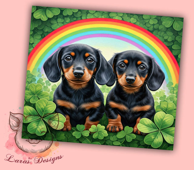 Dachshund St. Patrick's 20oz Tumbler, St. Patrick's Day Gifts, Dachshund Tumbler, Sublimation Wrap, Cute Dachshund Design, Dog Lover Gift, 20oz Tumbler, Irish Dog Gift Sublimation Lara' s Designs 
