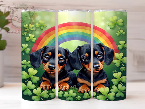 Dachshund St. Patrick's 20oz Tumbler, St. Patrick's Day Gifts, Dachshund Tumbler, Sublimation Wrap, Cute Dachshund Design, Dog Lover Gift, 20oz Tumbler, Irish Dog Gift Sublimation Lara' s Designs 