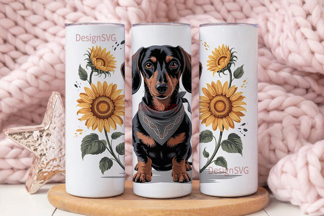 Dachshund Sunflower 20oz Tumbler Wrap Sublimation DesignSVG 