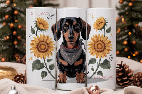 Dachshund Sunflower 20oz Tumbler Wrap Sublimation DesignSVG 