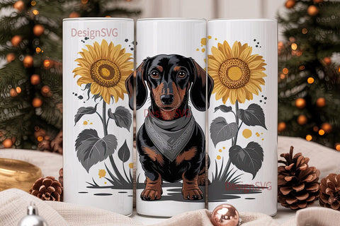 Dachshund Sunflower 20oz Tumbler Wrap Sublimation DesignSVG 