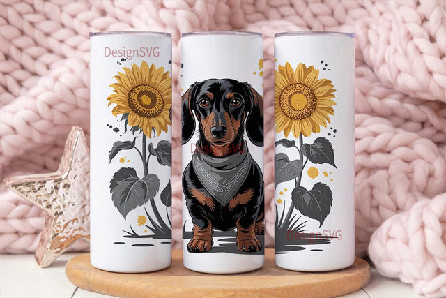 Dachshund Sunflower 20oz Tumbler Wrap Sublimation DesignSVG 