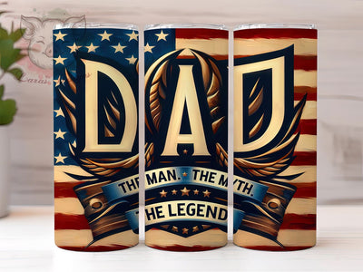 Dad American Flag 20oz Tumbler Png, Straight & Tapered Tumbler Png, Father's Day Tumbler Png, Digital Download PNG Sublimation Lara' s Designs 