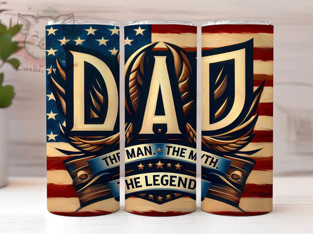 Dad American Flag 20oz Tumbler Png, Straight & Tapered Tumbler Png, Father's Day Tumbler Png, Digital Download PNG Sublimation Lara' s Designs 