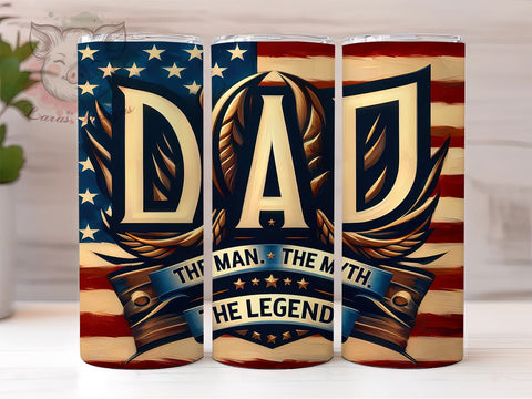 Dad American Flag 20oz Tumbler Png, Straight & Tapered Tumbler Png, Father's Day Tumbler Png, Digital Download PNG Sublimation Lara' s Designs 