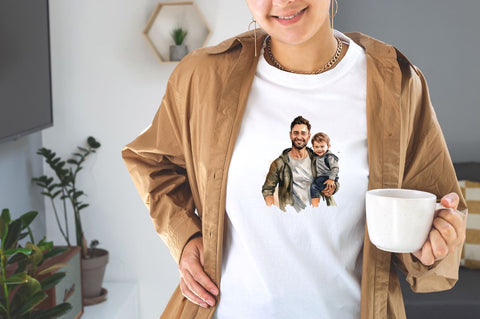 Dad and Son Watercolor Sublimation Bundle SVG Designangry 