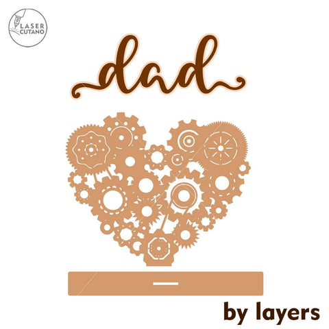 Dad Decorative Multilayer Template SVG LaserCutano 