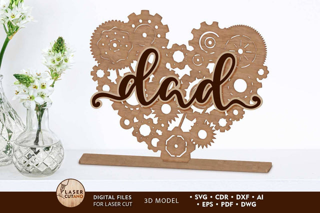 Dad Decorative Multilayer Template SVG LaserCutano 