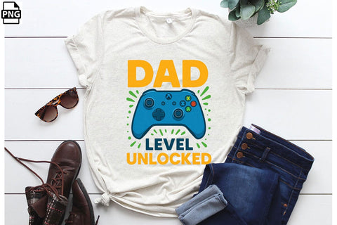 Dad Level Unlocked Father's Day PNG Printable File Sublimation Creativedesigntee 