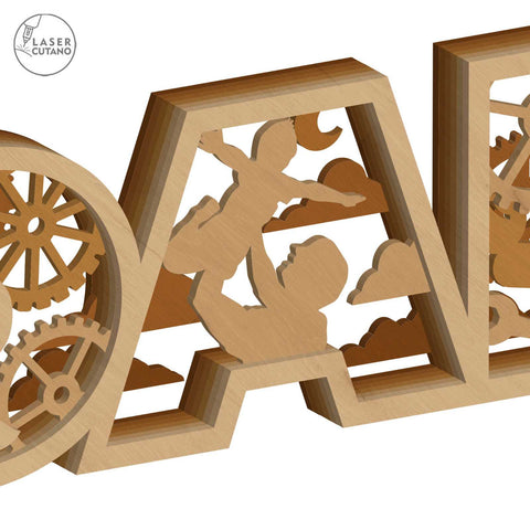 DAD Multilayer Decorative Laser Cut Template, Wood Cut and Paper Cut File SVG LaserCutano 