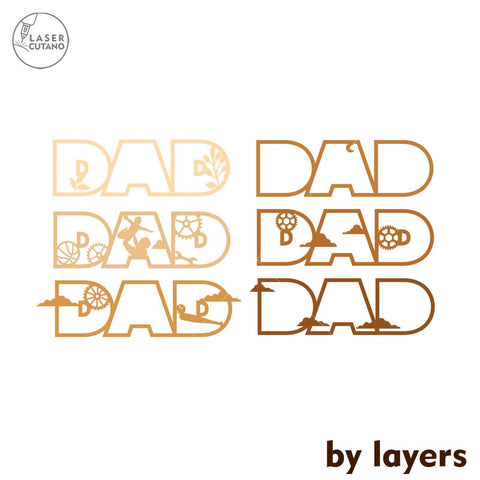 DAD Multilayer Decorative Laser Cut Template, Wood Cut and Paper Cut File SVG LaserCutano 