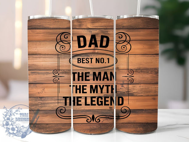 Dad The Man The Myth The Legend Tumbler, Woodgrain Tumbler Wrap, 20Oz Dad Drinkware, Legendary Dad Cup, Sublimation Dad Gift, Man Myth Legend Wrap, Rustic Woodgrain Tumbler Sublimation ToriDesigns 