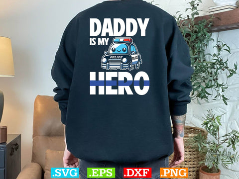 Daddy Is My Hero Shirt, Police Svg, Back the Blue Svg, Thin Blue Line Svg, Police Officer Svg, Police Wife Svg, Distressed Flag SVG Creativeart88 