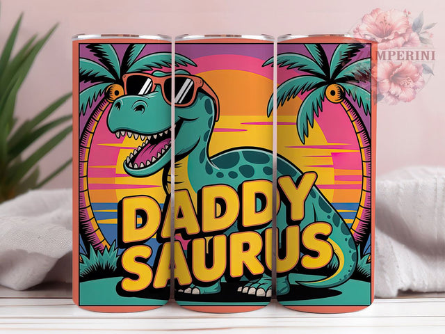 Daddy Saurus Dino 20oz Tumbler Wrap, Cartoon Dinosaur, Funny Dad Quote, Father’s Day Gift, Dinosaur Humor, 20oz Tumbler Wrap, Sublimation PNG Sublimation Li Zamperini 