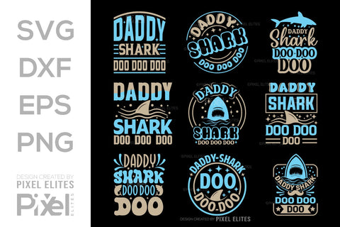 Daddy Shark Doo Doo Doo SVG Gift For Dad Tshirt Bundle Fathers Day Quote Design, PET 00496 SVG ETC Craft 