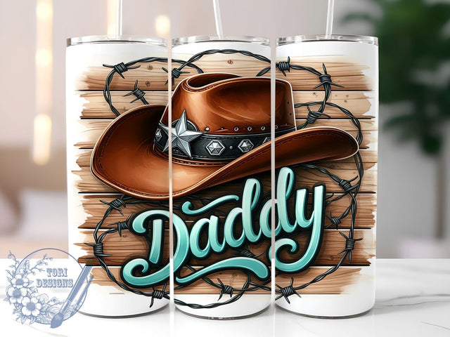 Daddy Western 20oz Skinny Tumbler, Cowboy Tumbler Png, Straight & Tapered Tumbler Wrap, Instant Digital Download Sublimation ToriDesigns 