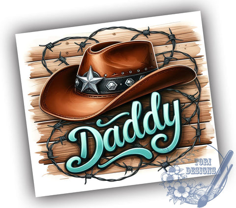 Daddy Western 20oz Skinny Tumbler, Cowboy Tumbler Png, Straight & Tapered Tumbler Wrap, Instant Digital Download Sublimation ToriDesigns 
