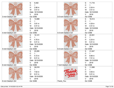 Daddy's Girl Bow Embroidery Design – Cute Heart Ribbon Daddy's Girl Machine Embroidery File Embroidery/Applique DESIGNS PatternFeed8 