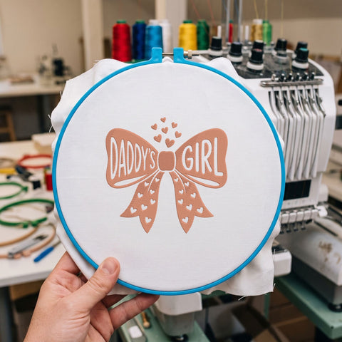 Daddy's Girl Bow Embroidery Design – Cute Heart Ribbon Daddy's Girl Machine Embroidery File Embroidery/Applique DESIGNS PatternFeed8 