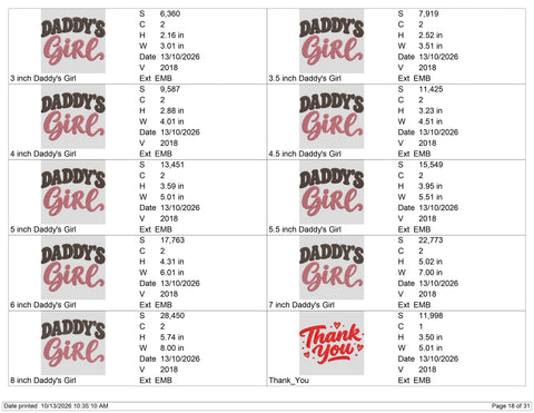 Daddy's Girl Embroidery Design – Cute Daddy's Little Girl Script Machine Embroidery File – Baby Girl Father's Day Design Embroidery/Applique DESIGNS PatternFeed8 