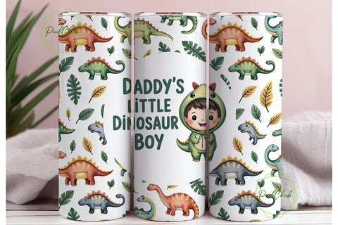 Daddy's Little Dino 20oz Tumbler Wrap Sublimation PixelChick 