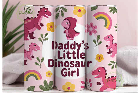 Daddy's Little Dino Girl 20oz Tumbler Sublimation PixelChick 