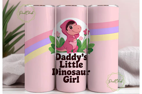 Daddy's Little Dino Girl 20oz Tumbler Sublimation PixelChick 