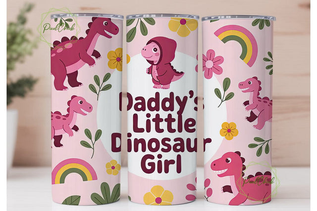 Daddy's Little Dino Girl 20oz Tumbler Sublimation PixelChick 