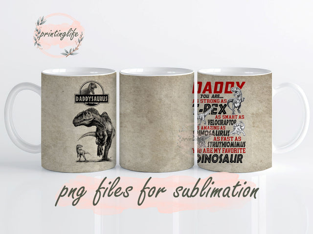 Daddysaurus Digital Design Download Mug Wrap Design, Mug Design PNG Sublimation PrintingLife 