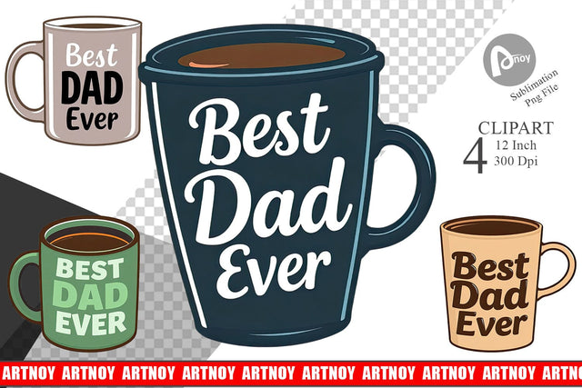 Dad’s Coffee Mug Clipart Sublimation artnoy 