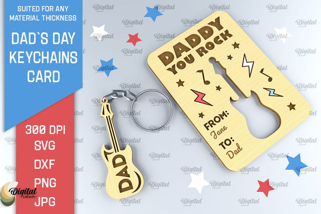 Dads Day Keychains Card SVG. Greeting Card Laser Cut SVG Evgenyia Guschina 