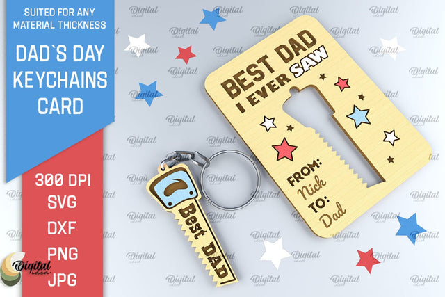 Dads Day Keychains Card SVG. Greeting Card Laser Cut SVG Evgenyia Guschina 