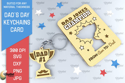 Dads Day Keychains Card SVG. Greeting Card Laser Cut SVG Evgenyia Guschina 