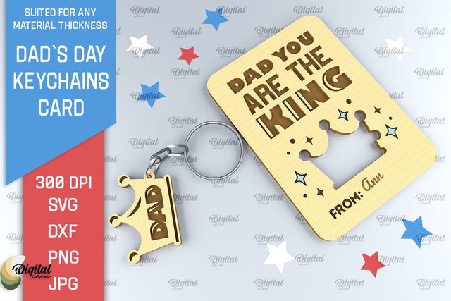 Dads Day Keychains Card SVG. Greeting Card Laser Cut SVG Evgenyia Guschina 