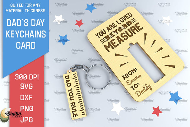 Dads Day Keychains Card SVG. Greeting Card Laser Cut SVG Evgenyia Guschina 