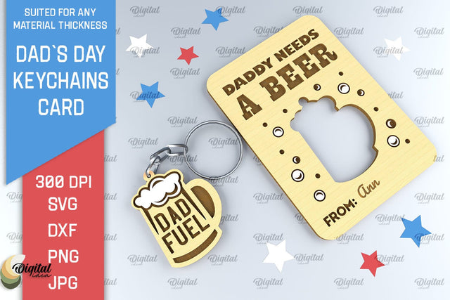 Dads Day Keychains Card SVG. Greeting Card Laser Cut SVG Evgenyia Guschina 