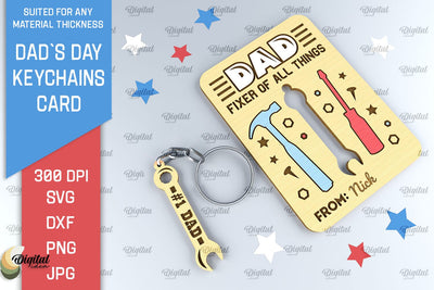 Dads Day Keychains Card SVG. Greeting Card Laser Cut SVG Evgenyia Guschina 