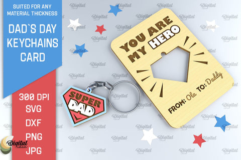 Dads Day Keychains Card SVG. Greeting Card Laser Cut SVG Evgenyia Guschina 